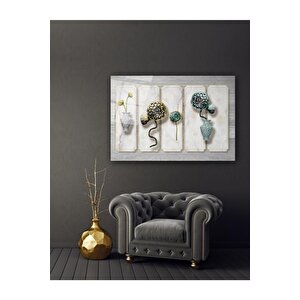 Vazo Ve Çiçekler Cam Tablo 50x70 cm