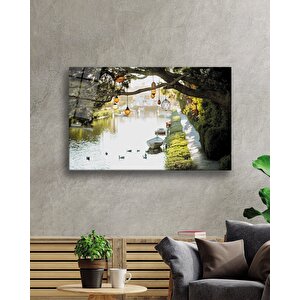 Ağaç Irmak Manzara Cam Tablo 50x70 cm