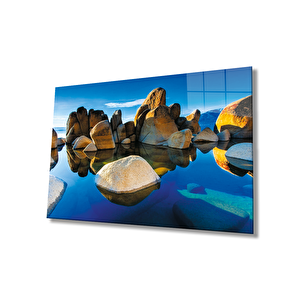 Dağ Yansıma Manzara Cam Tablo Ev Ve Ofis Duvar Dekoru 50x70 cm