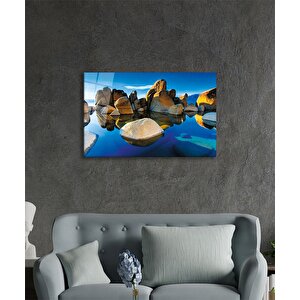 Dağ Yansıma Manzara Cam Tablo Ev Ve Ofis Duvar Dekoru 50x70 cm