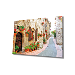 Çiçekli Sokak Cam Tablo Flower Streets 36x23 cm