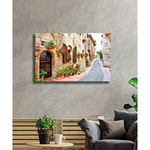 Çiçekli Sokak Cam Tablo Flower Streets 110x70 cm