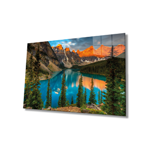 Dağ Yansıma Manzara Cam Tablo Ev Ve Ofis Duvar Dekoru 50x70 cm