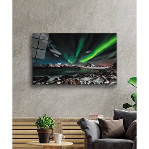 Kuzey Işıkları Manzara Cam Tablo 50x70 cm