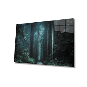 Ağaçlar Yeşil Orman Cam Tablo Trees Green Forest 36x23 cm