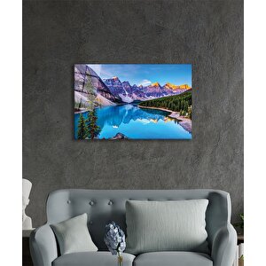 Dağ Yansıma Manzara Cam Tablo Ev Ve Ofis Duvar Dekoru 36x23 cm