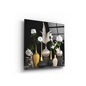 Vazoda Çiçekler Cam Tablo 30x30 cm