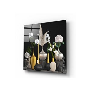 Vazoda Çiçekler Cam Tablo 30x30 cm