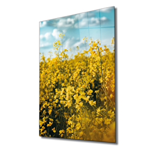 Sarı Manzara Cam Tablo Yellow Landscape 36x23 cm