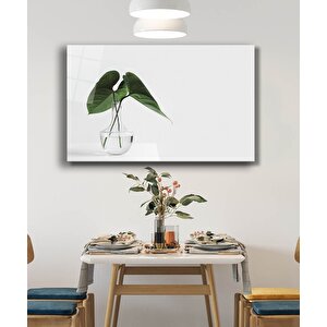 Vazoda Yeşil Yapraklar Cam Tablo 4mm Temperli 36x23 cm