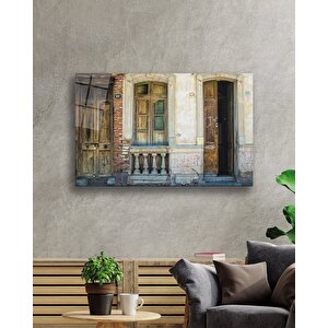 Ahşap Kapılar Cam Tablo Wooden Doors Table 50x70 cm