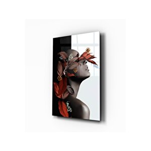 Kadın Ve Çiçek Cam Tablo 50x70 cm