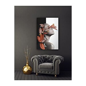Kadın Ve Çiçek Cam Tablo 50x70 cm
