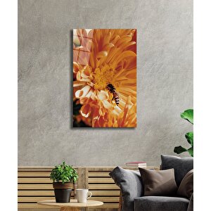 Sarı Çiçek Arı Cam Tablo Yellow Flower Bee 36x23 cm