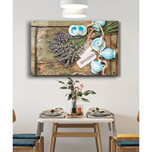 Çiçekli Ahşap Görünümlü Cam Tablo
