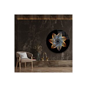 Dekoratif Çiçek Yuvarlak Cam Tablo 50x50 cm