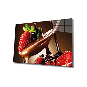 Çilek Ve Çikolata Cam Tablo Chocolate And Strawberry 50x70 cm