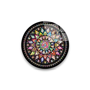 Mandala Dekoratif Çiçek Yuvarlak Cam Tablo 60x60 cm