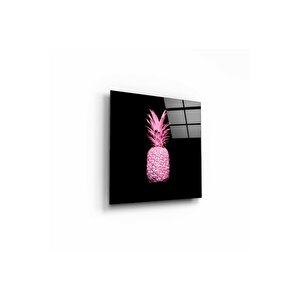 Pembe Ananas Cam Tablo 50x50 cm