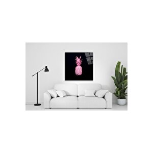 Pembe Ananas Cam Tablo 80x80 cm