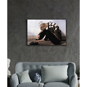 Kadınlar Çiçek Cam Tablo Women Flower 36x23 cm