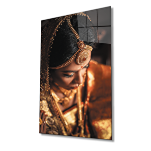 Hintli Kadın Cam Tablo Indian 110x70 cm