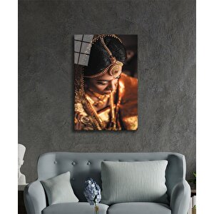 Hintli Kadın Cam Tablo Indian 110x70 cm