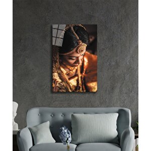 Hintli Kadın Cam Tablo Indian 90x60 cm