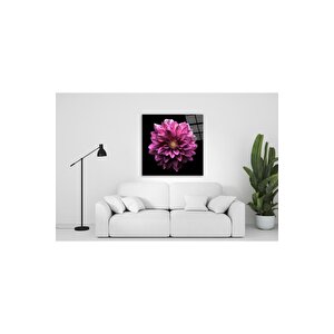 Pembe Çiçek Cam Tablo 30x30 cm