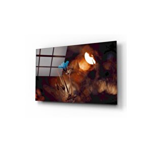 Çiçek Ve Ay Cam Tablo 70x110 cm