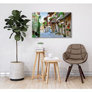 Çiçekli Sokak Cam Tablo 110x70 cm