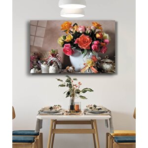 Çiçek Cam Tablo Colorful Flower Table 36x23 cm