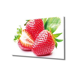 Çilek Cam Tablo Strawberry Art 36x23 cm