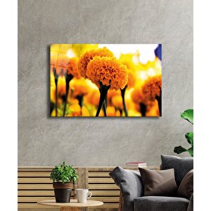 Sarı Çiçek Cam Tablo Yellow 36x23 cm