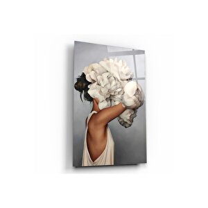 Kadın Ve Çiçek Cam Tablo 70x110 cm