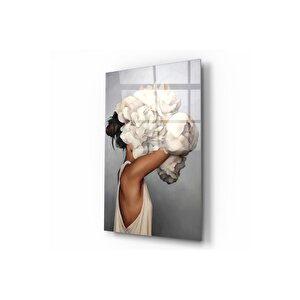 Kadın Ve Çiçek Cam Tablo 70x110 cm
