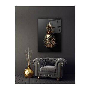 Gold Ananas Cam Tablo 50x70 cm