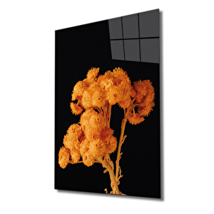 Sarı Turuncu Çiçek Cam Tablo Yellow Orange Flower 50x70 cm