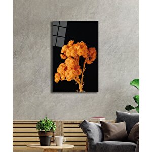 Sarı Turuncu Çiçek Cam Tablo Yellow Orange Flower 50x70 cm