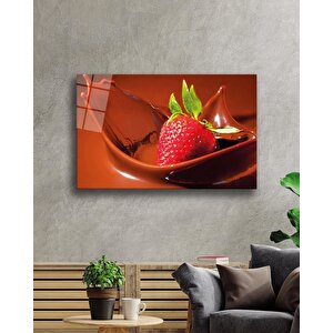 Çikolatalı Ve Çilek Cam Tablo 50x70 cm