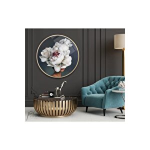 Çiçekli Kadın Yuvarlak Cam Tablo 30x30 cm