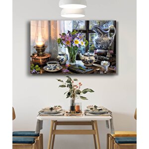 Çiçekli Vintage Cam Tablo 36x23 cm