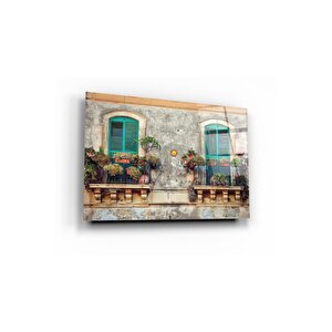 Çiçekli Balkon Cam Tablo 70x110 cm