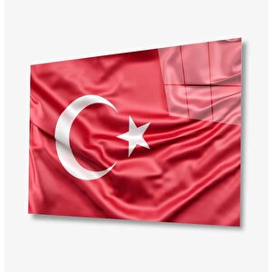 Türk Bayrağı Cam Tablo Turkish Flag 36x23 cm