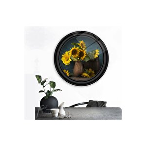 Çiçek Yuvarlak Cam Tablo 50x50 cm