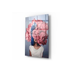 Kadın Ve Çiçek Cam Tablo 70x110 cm