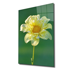 Sarı Çiçek Cam Tablo Yellow 110x70 cm