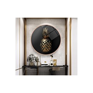 Ananas Yuvarlak Cam Tablo 30x30 cm