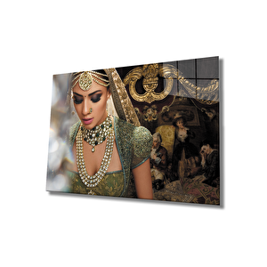 Kadınlar Hint Takıları Cam Tablo 50x70 cm