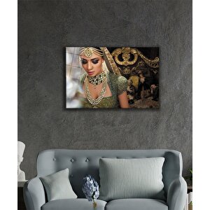 Kadınlar Hint Takıları Cam Tablo 50x70 cm